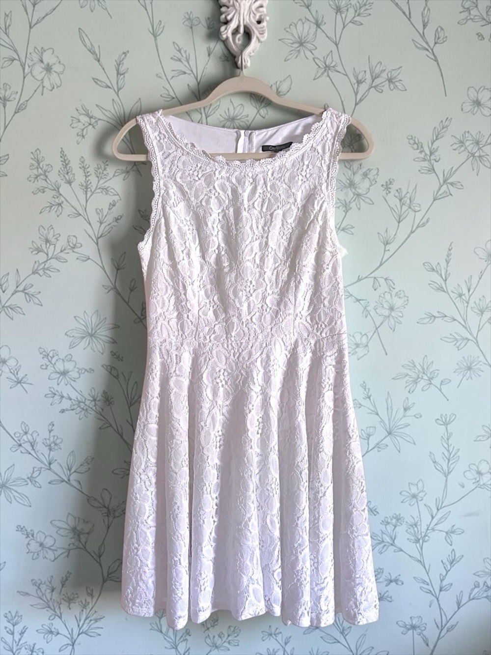 NWT City Studio Lace Fit & Flare Dress White Juniors 9